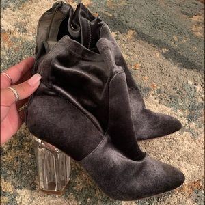 grey, felt boot heels
